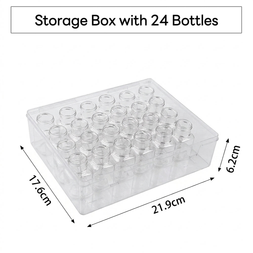 24-Bottle Clear Perler Bead Storage Organizer Box