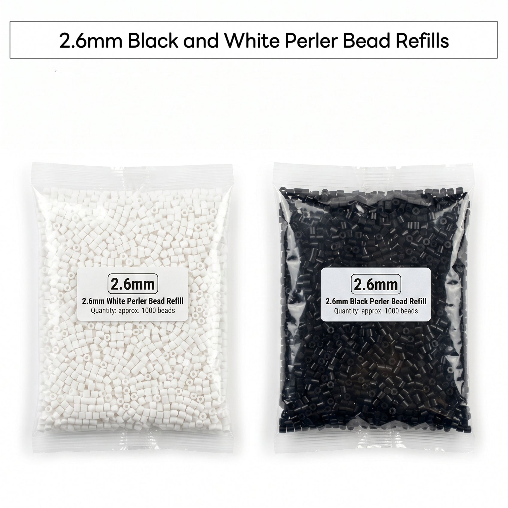 2.6mm Black and White Perler Bead Refills